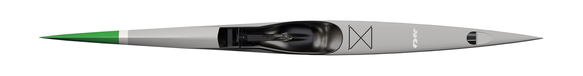 Nitro 640 in whale grey with green nose, top view