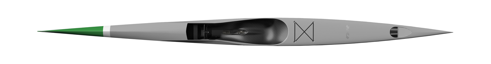 Nitro 625 in whale grey with green nose, top view