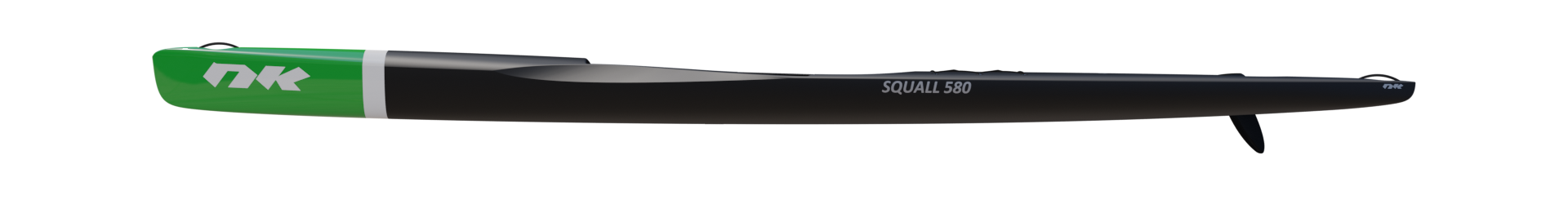Squall 580 CarbonX, raw carbon and green — side view