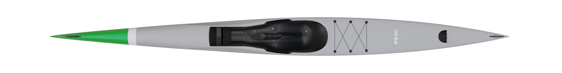 Squall 580 in whale grey with green nose, top view