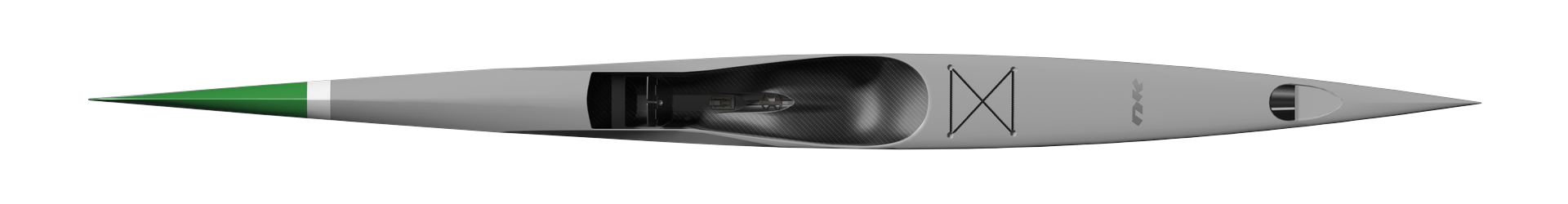 Storm 615 in whale grey with green nose, top view