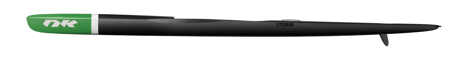 Storm 615 CarbonX, raw carbon and green — side view