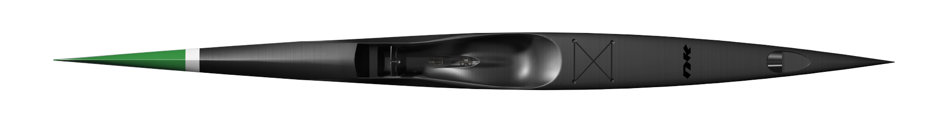 Storm 615 CarbonX, raw carbon and green — top view