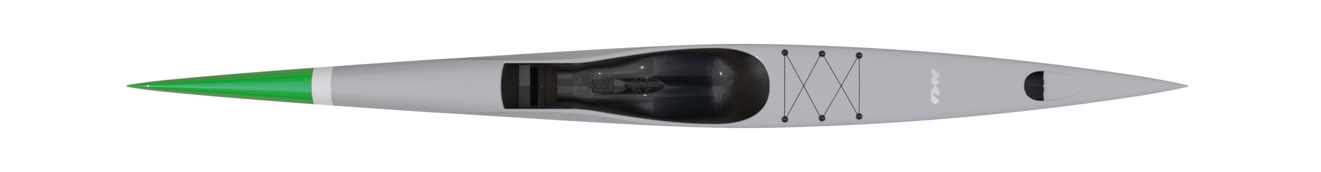 Storm 570 in whale grey with green nose, top view